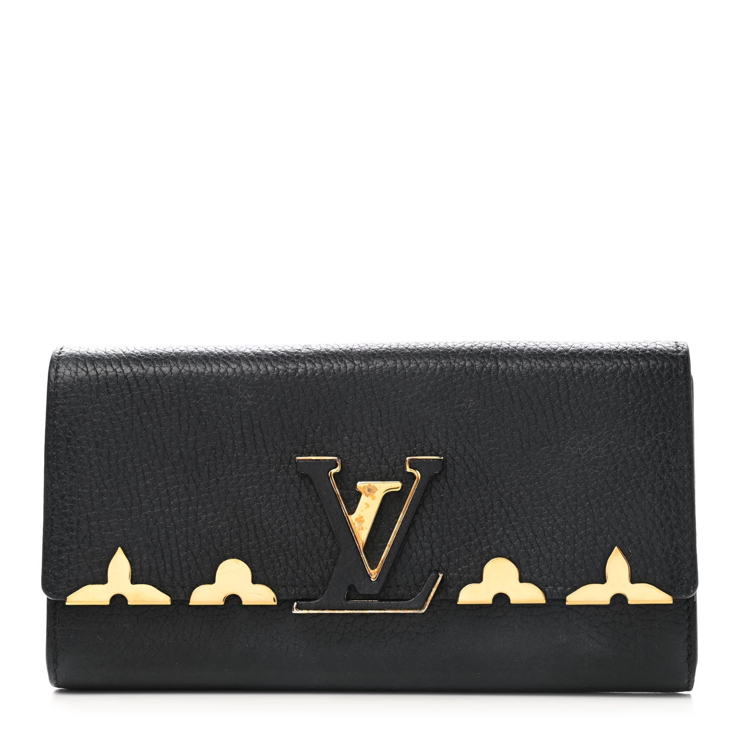 Louis Vuitton Taurillon Embellished Capucines Long Wallet Black 1 of 8