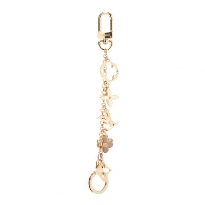 Louis Vuitton Brass Enamel Fleur De Monogram Bag Charm Chain Gold 1 of 5