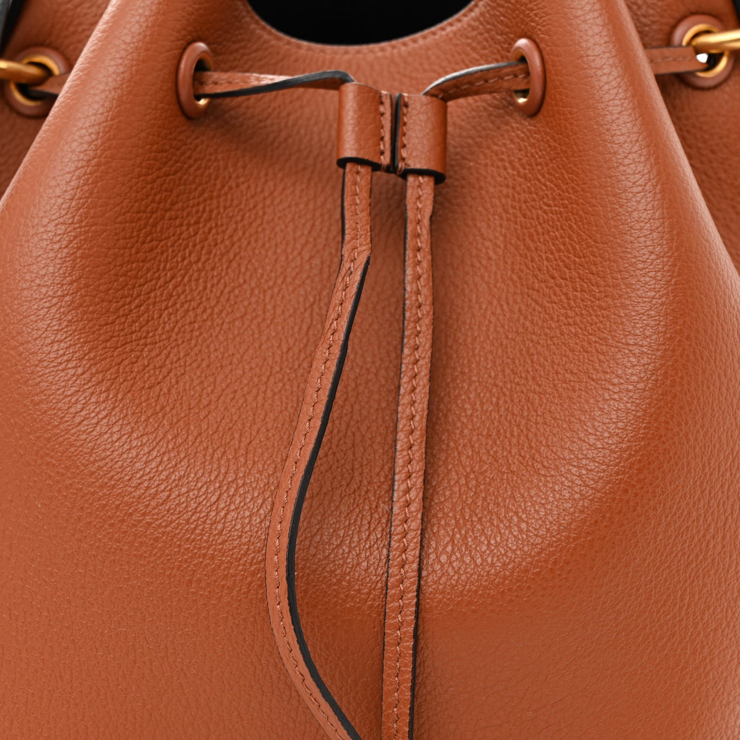 Grained Calfskin Marcie Bucket Bag Tan