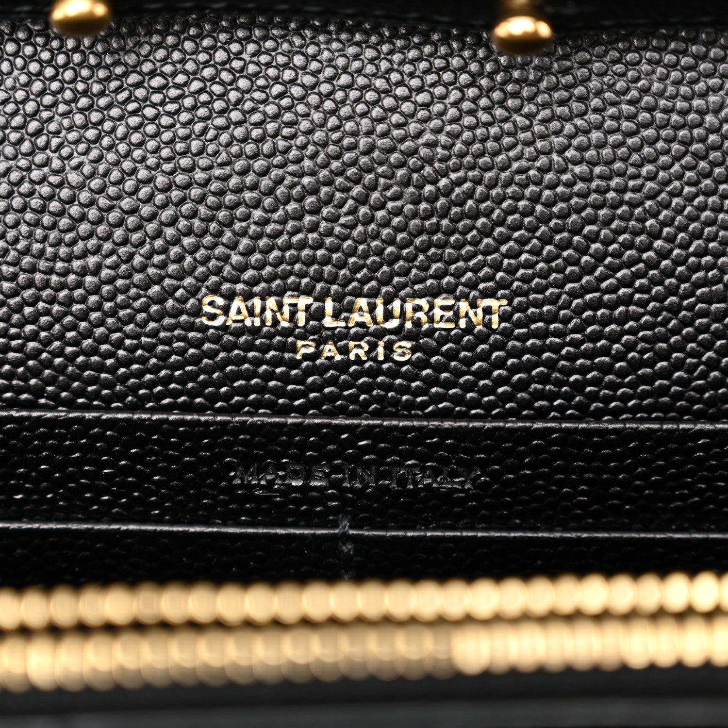 Saint Laurent Grain De Poudre Matelasse Chevron Monogram Chain Wallet Black 6 of 9