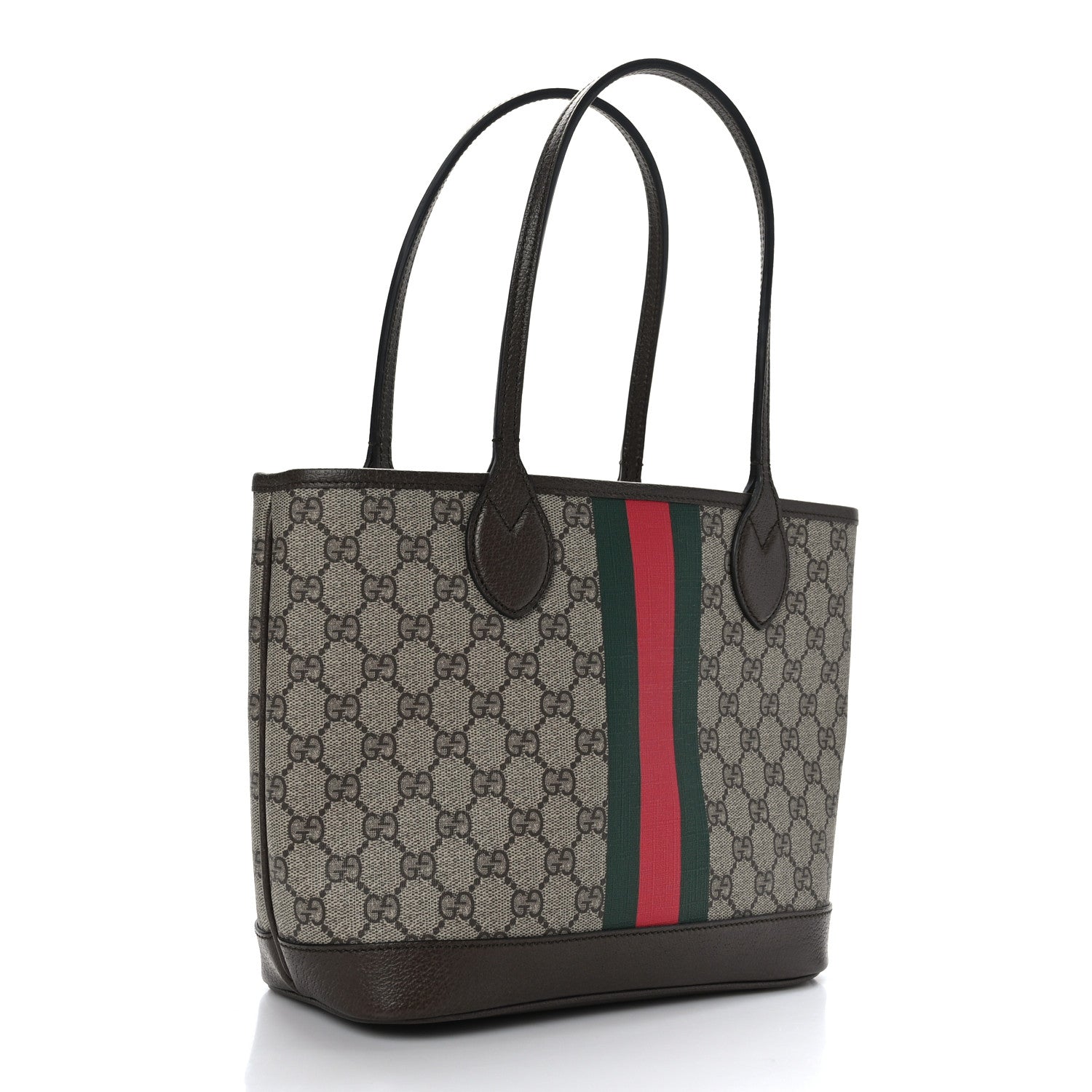 Gucci GG Supreme Monogram Textured Dollar Calfskin Web Small Ophidia Tote Beige Ebony New Acero 3 of 9