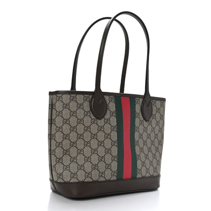 Gucci GG Supreme Monogram Textured Dollar Calfskin Web Small Ophidia Tote Beige Ebony New Acero 3 of 9