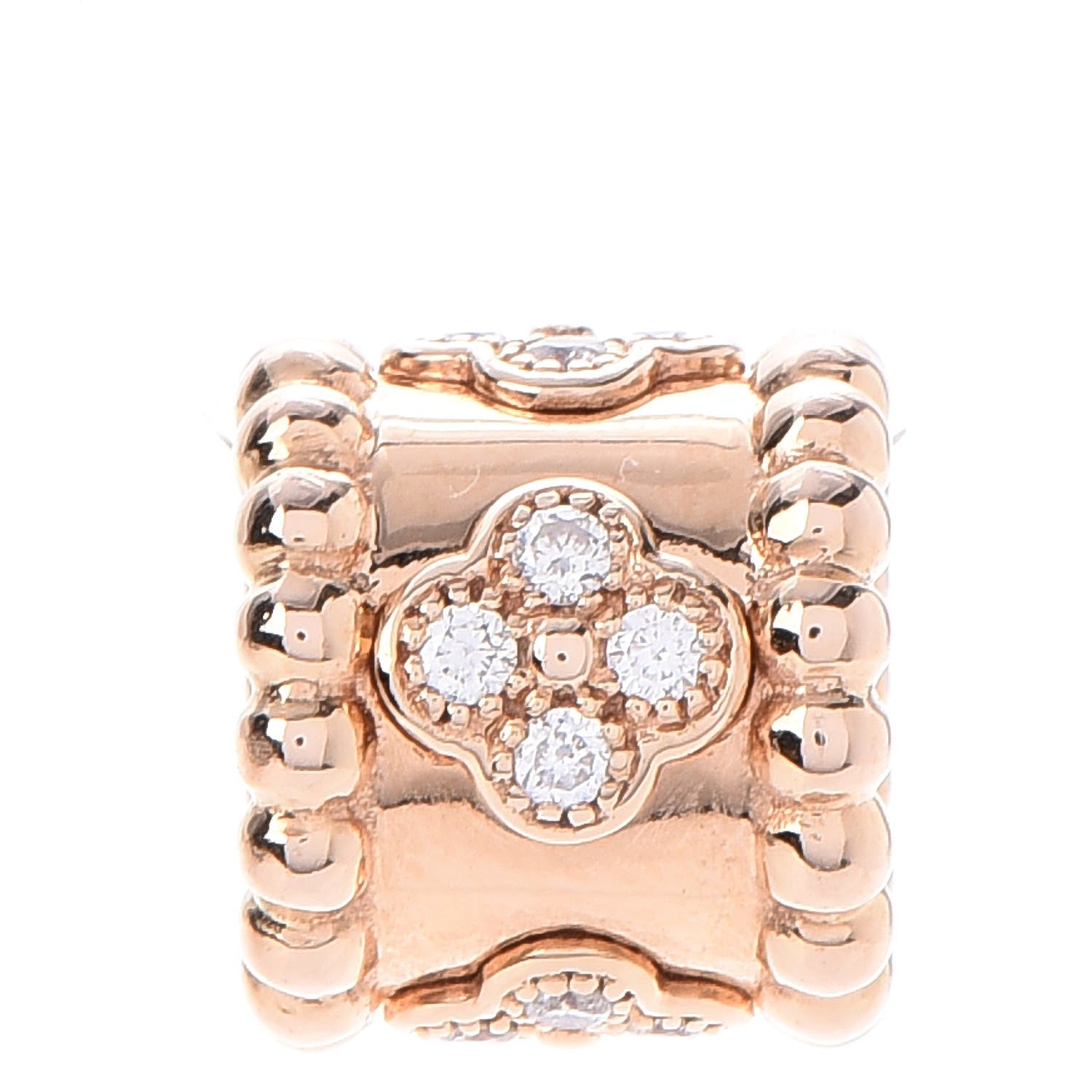 Van Cleef & Arpels 18K Rose Gold Diamond Perlee Clovers Pendant 1 of 4