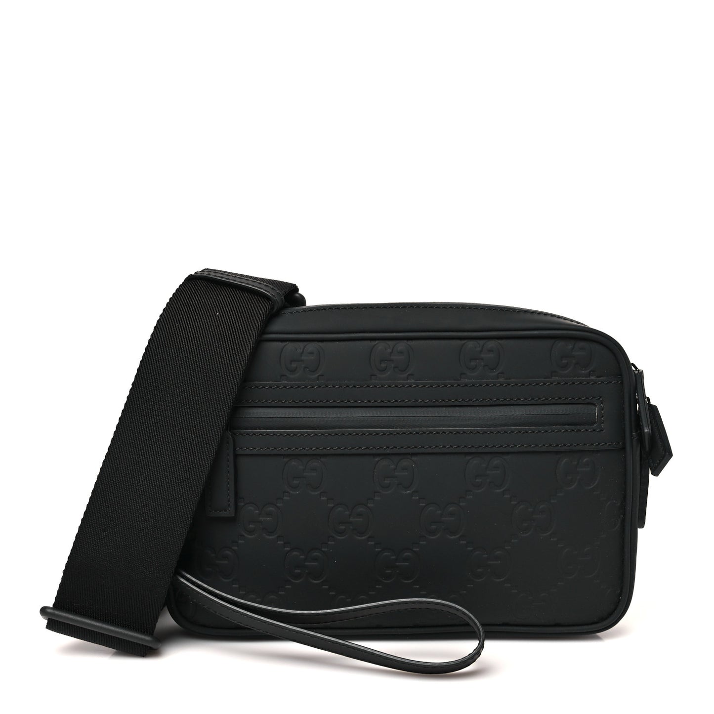 Rubber Effect Monogram GG Crossbody Bag Black