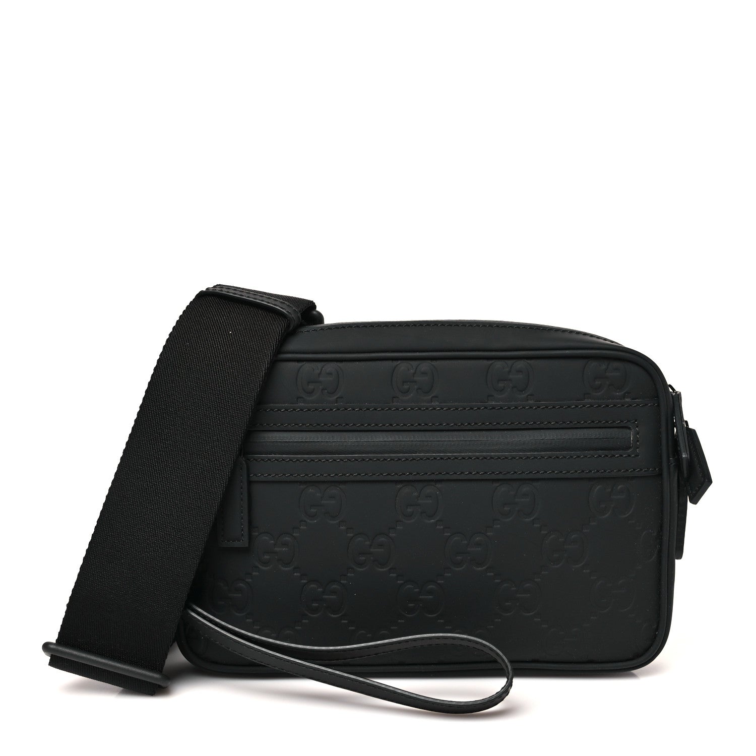 Gucci Rubber Effect Monogram GG Crossbody Bag Black 1 of 10