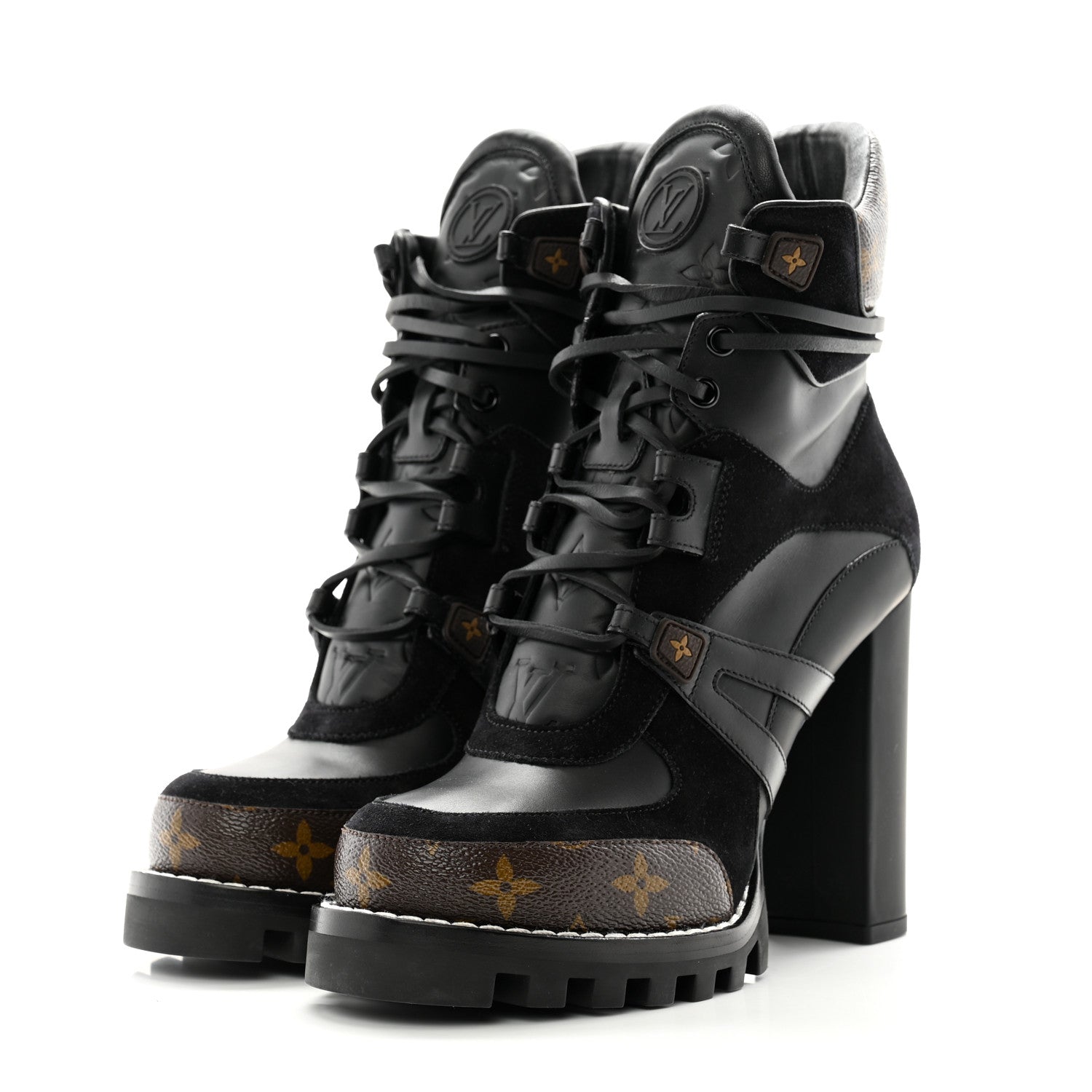 Louis Vuitton Suede Calfskin Monogram Star Trail Ankle Boots 39 Black 3 of 11