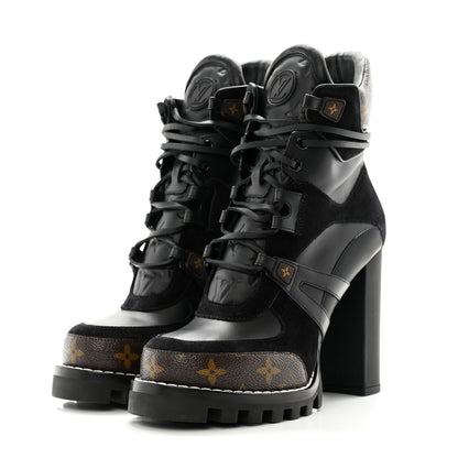 Louis Vuitton Suede Calfskin Monogram Star Trail Ankle Boots 39 Black 3 of 11