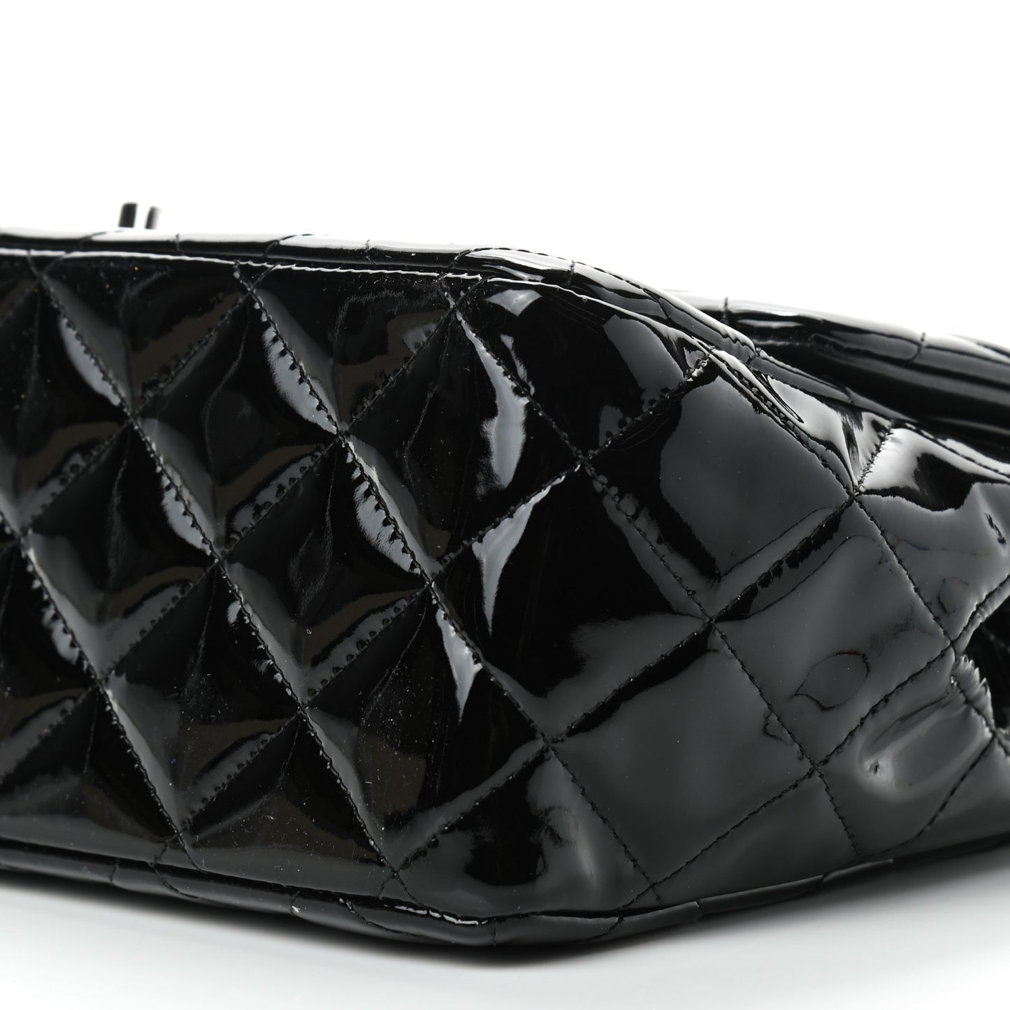 Patent Quilted Jumbo Double Flap Black