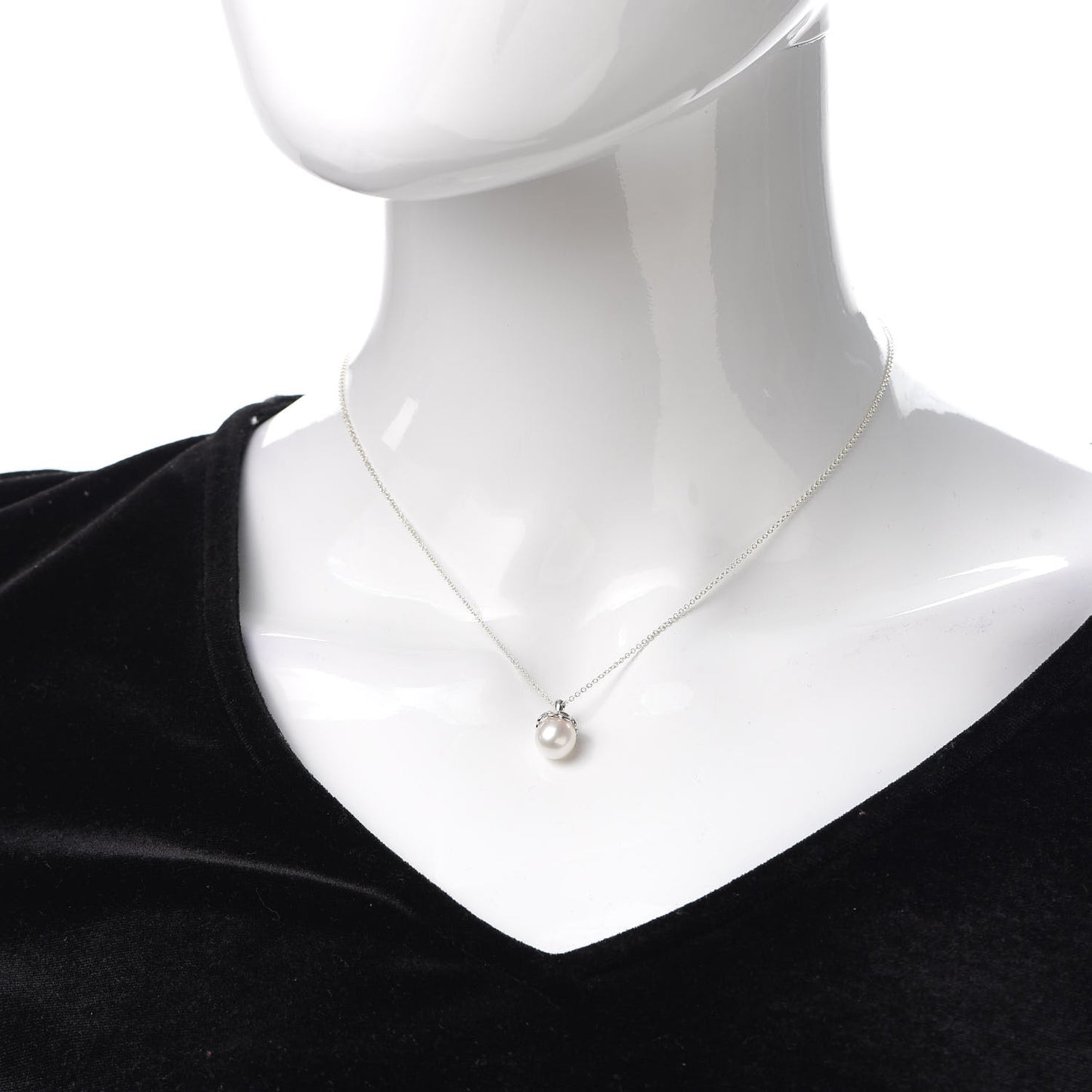 Sterling Silver Pearl Heart Cap Pendant Necklace