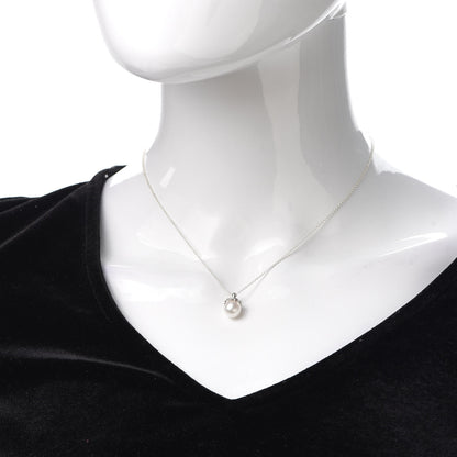 Tiffany Sterling Silver Pearl Heart Cap Pendant Necklace 2 of 6