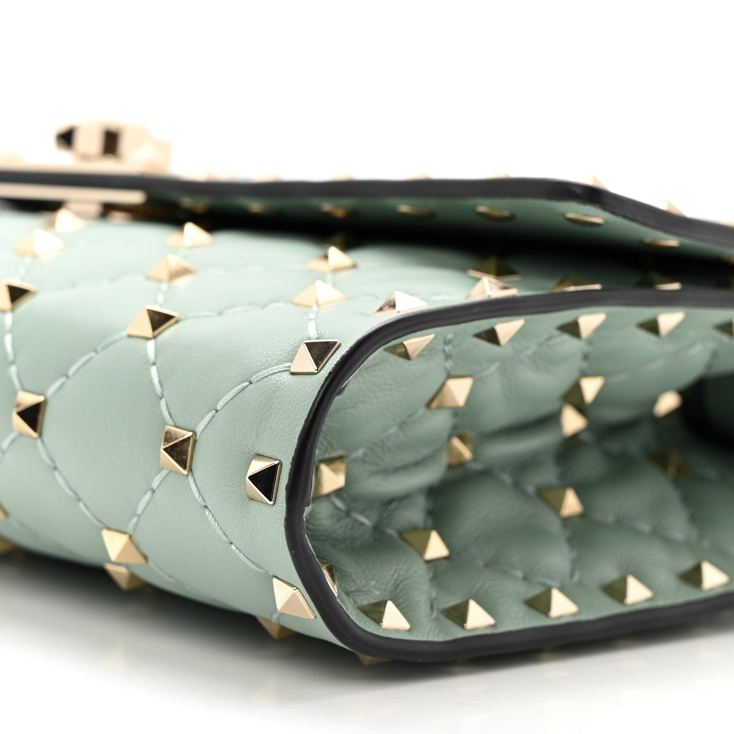 Valentino Garavani Lambskin Rockstud Spike Wallet on Chain Morning Dew 9 of 10