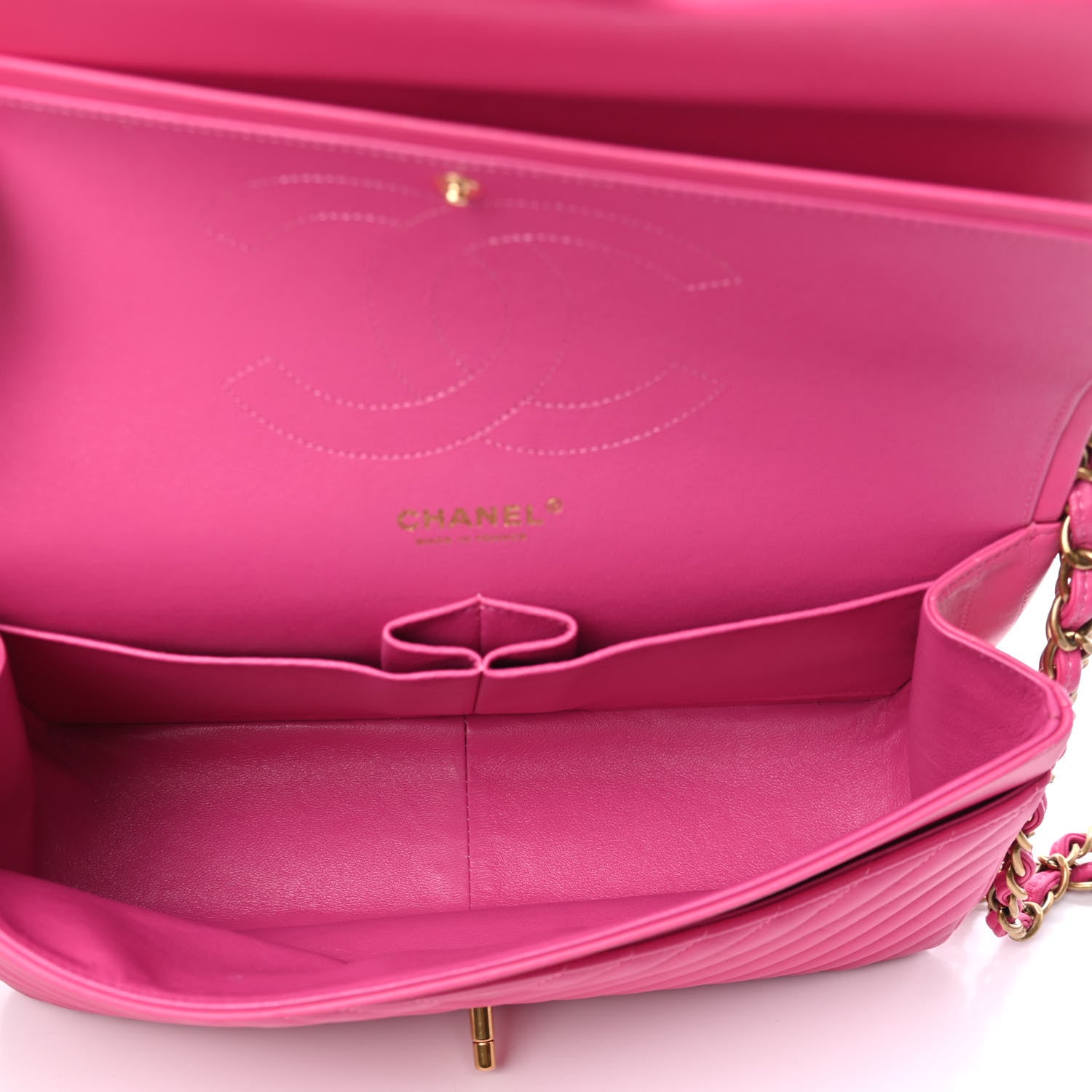 Chanel Lambskin Chevron Quilted Jumbo Double Flap Pink 4 of 4