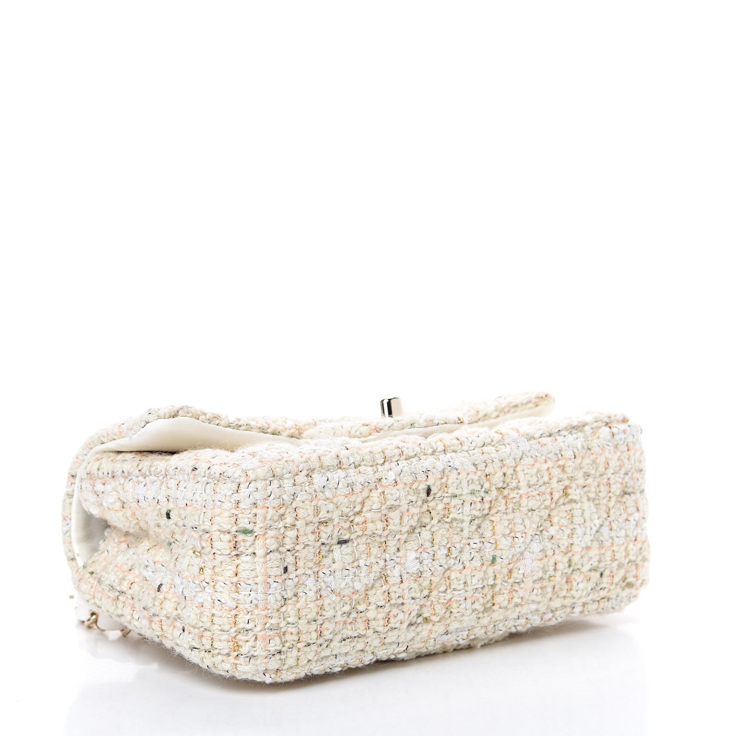 Chanel Tweed Quilted Mini Rectangular Flap Off White 3 of 9