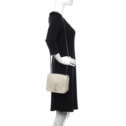Saint Laurent Crinkled Calfskin Matelasse Monogram Niki Chain Wallet Crema Soft 2 of 9