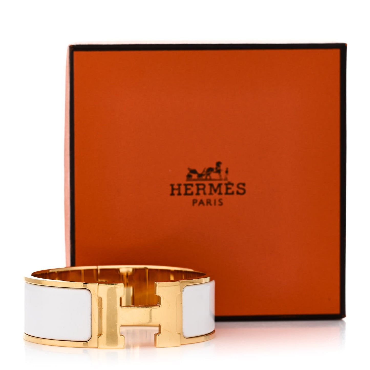 Enamel Wide Clic Clac H Bracelet PM White