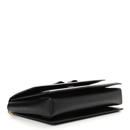 Salvatore Ferragamo Hammered Calfskin Vara Bow Chain Flap Crossbody Black 4 of 9