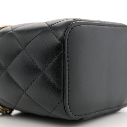 Chanel Lambskin Quilted Mini Pearl Crush Vanity Case With Chain Black 9 of 11