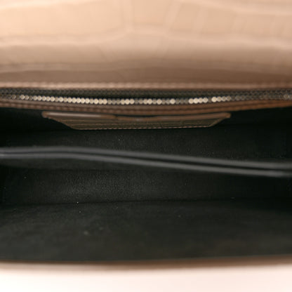 Alexander McQueen Shiny Crocodile Embossed Jeweled Satchel Sand 5 of 10