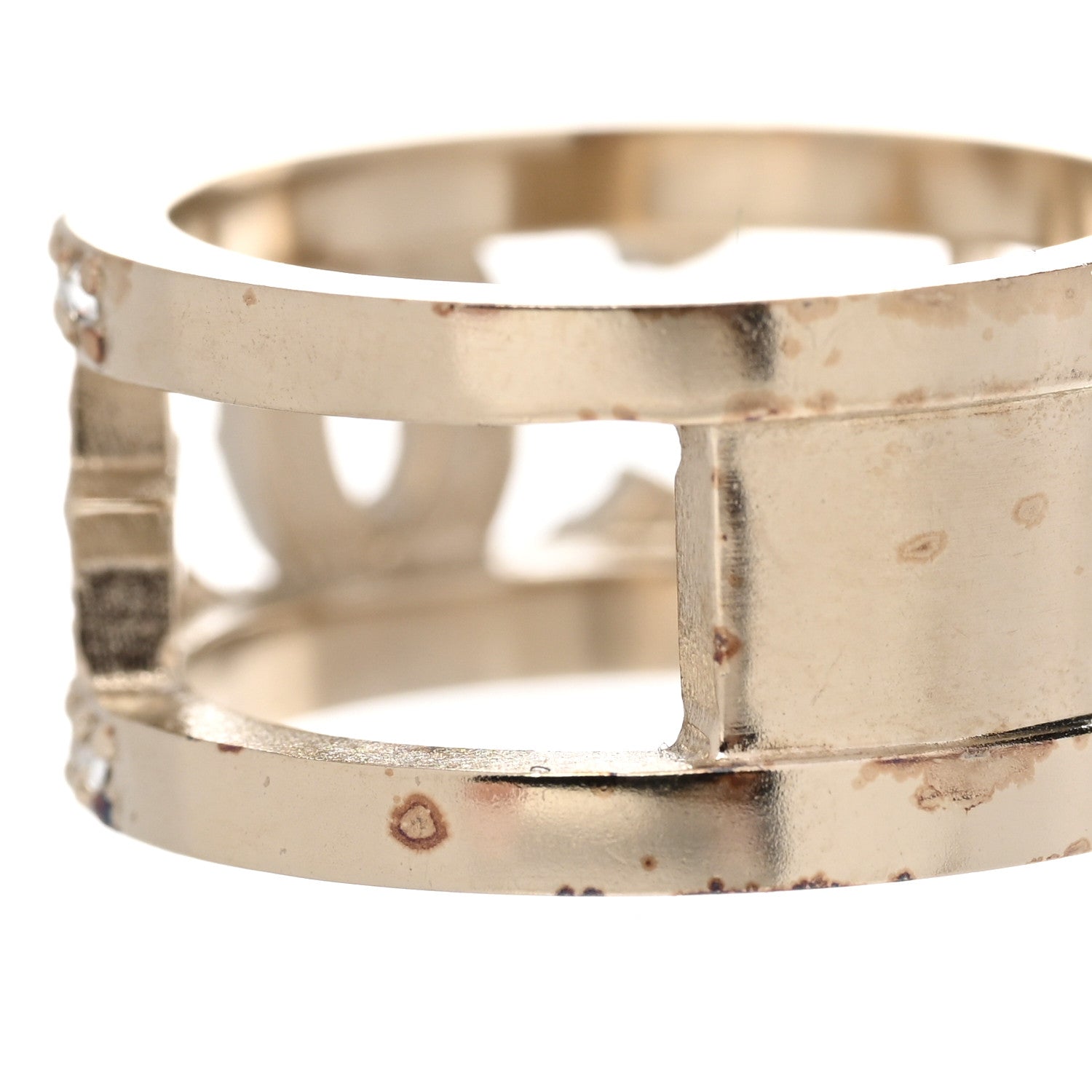 Chanel Metal Crystal CC Star Ring 52 6 Light Gold 5 of 8
