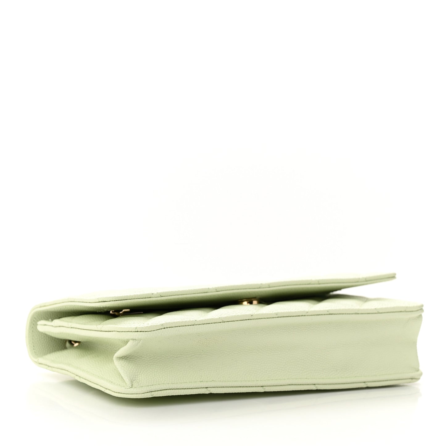 Caviar Quilted Wallet on Chain WOC Light Green