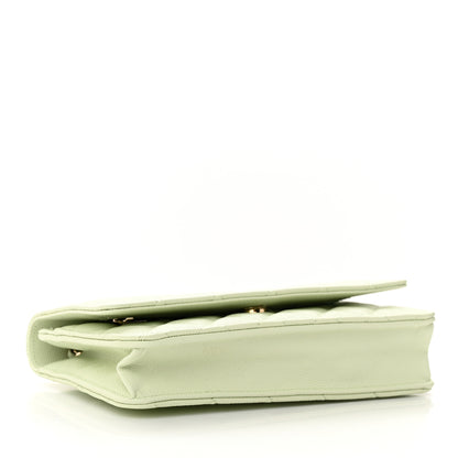 Chanel Caviar Quilted Wallet on Chain WOC Light Green 4 of 12