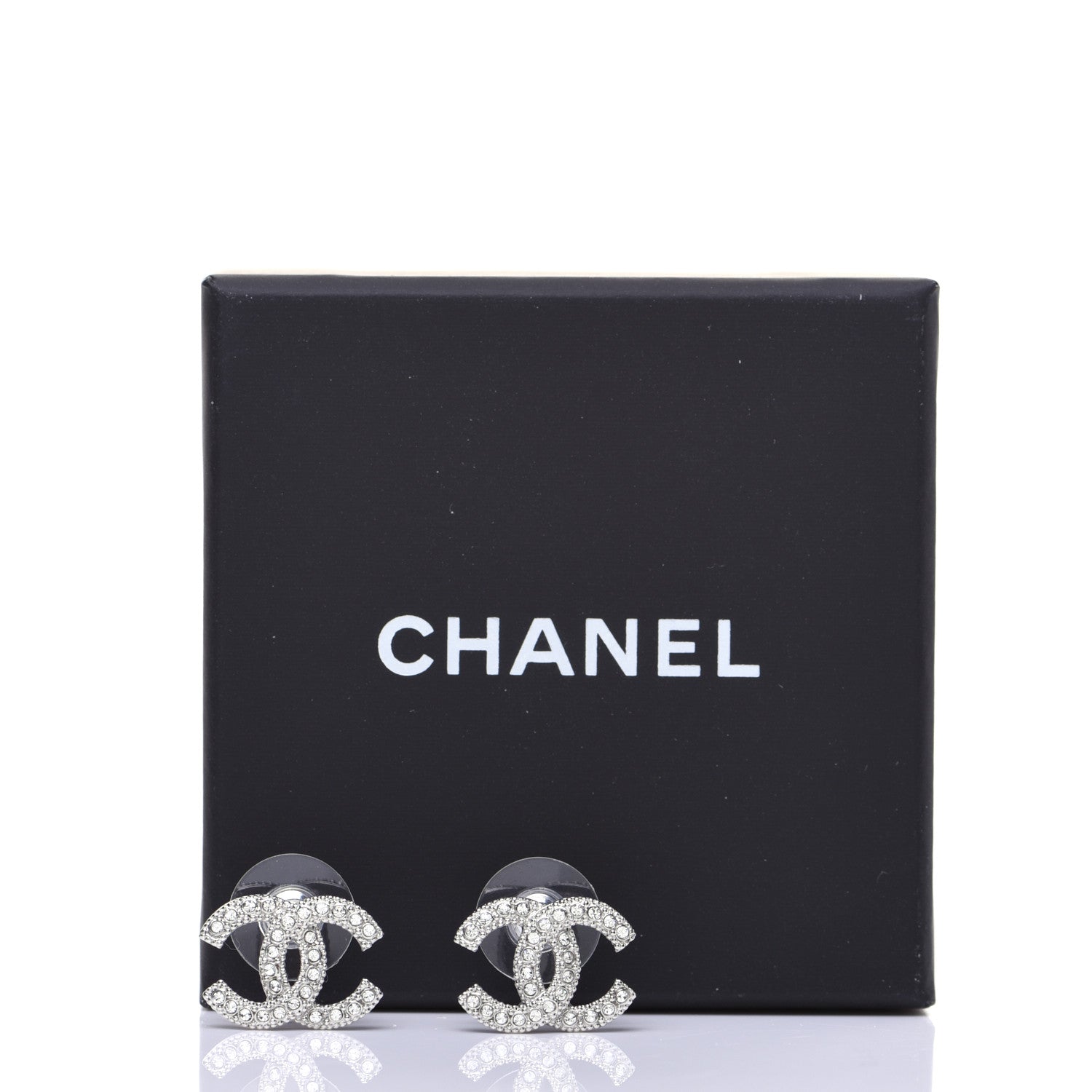 Chanel Crystal CC Earrings Silver 6 of 6