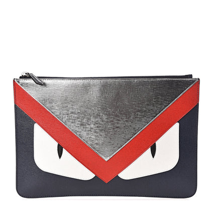 Fendi Metallic Vitello Elite Monster Eyes Pouch Navy Multicolor 1 of 7