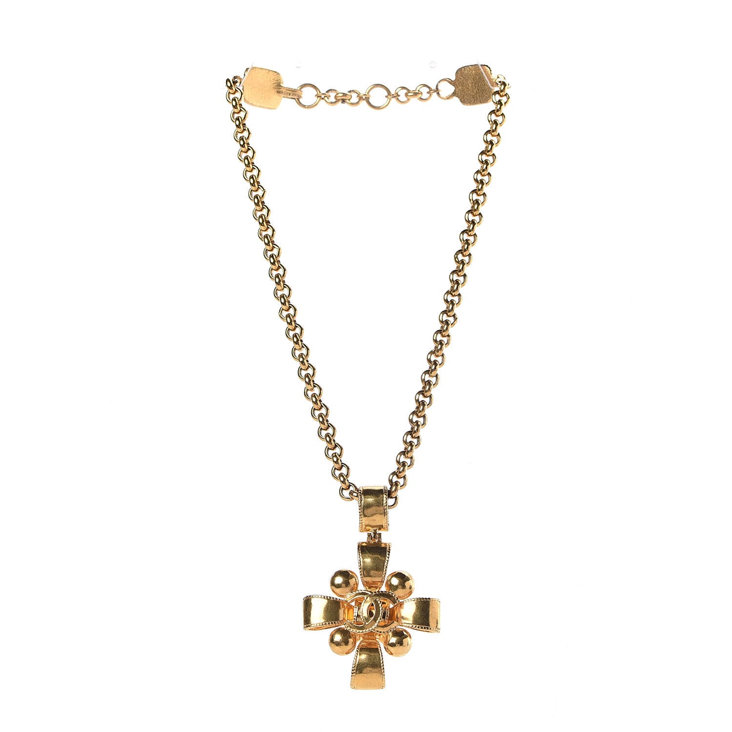 Chanel Chain CC Cross Necklace Gold 4 of 6