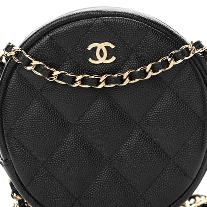 Chanel Caviar Quilted Round Clutch With Chain Black 8 of 10