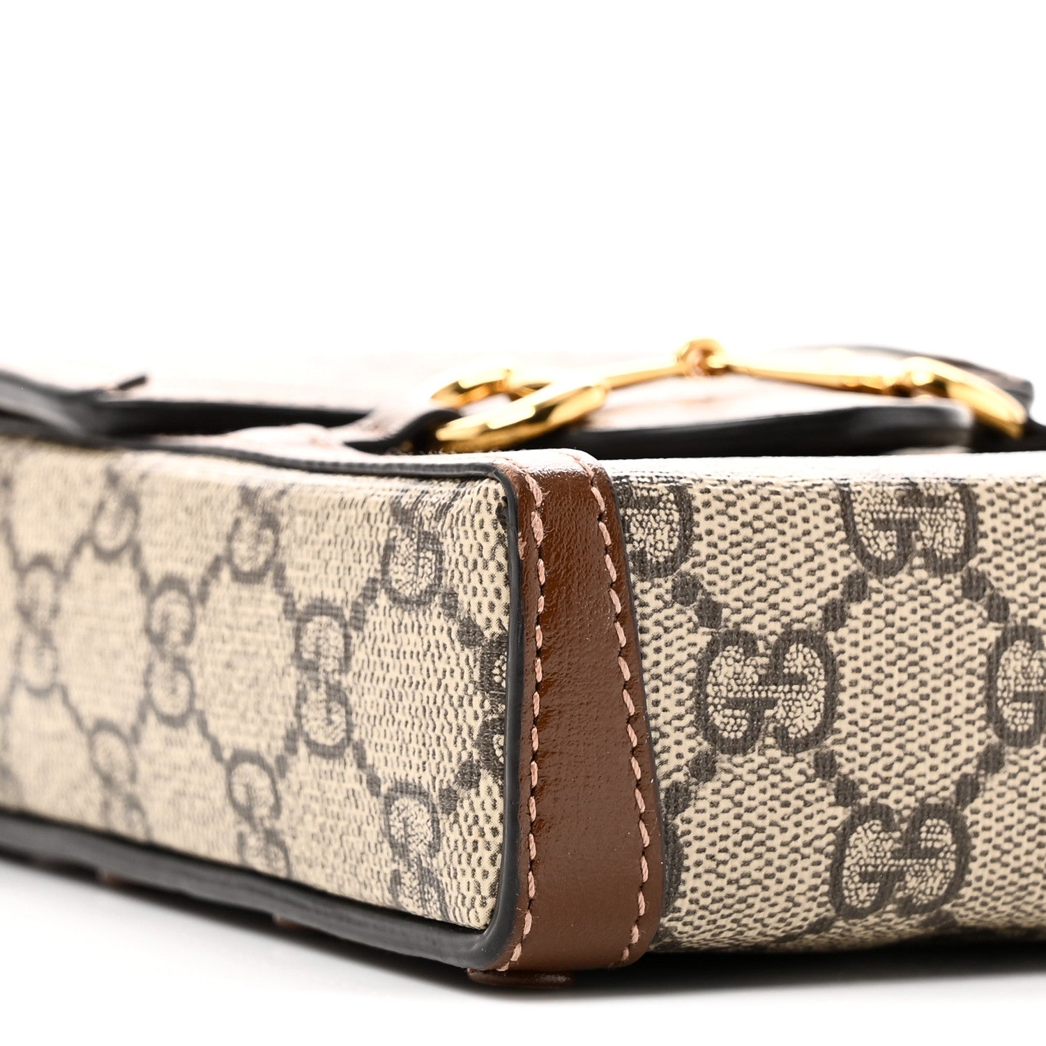 Gucci GG Supreme Monogram Mini Horsebit 1955 Crossbody Bag Beige Brown Sugar 8 of 9