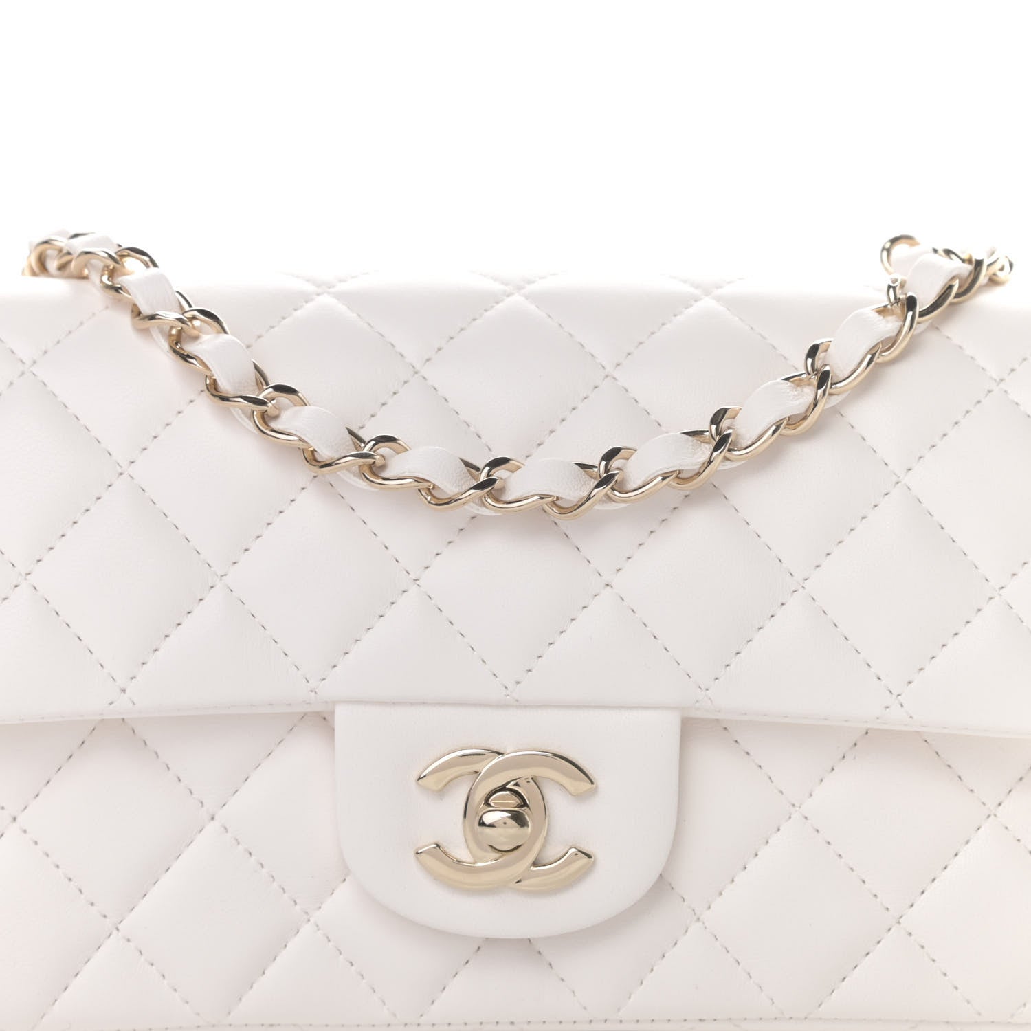Chanel Lambskin Quilted Mini Rectangular Flap White 8 of 11