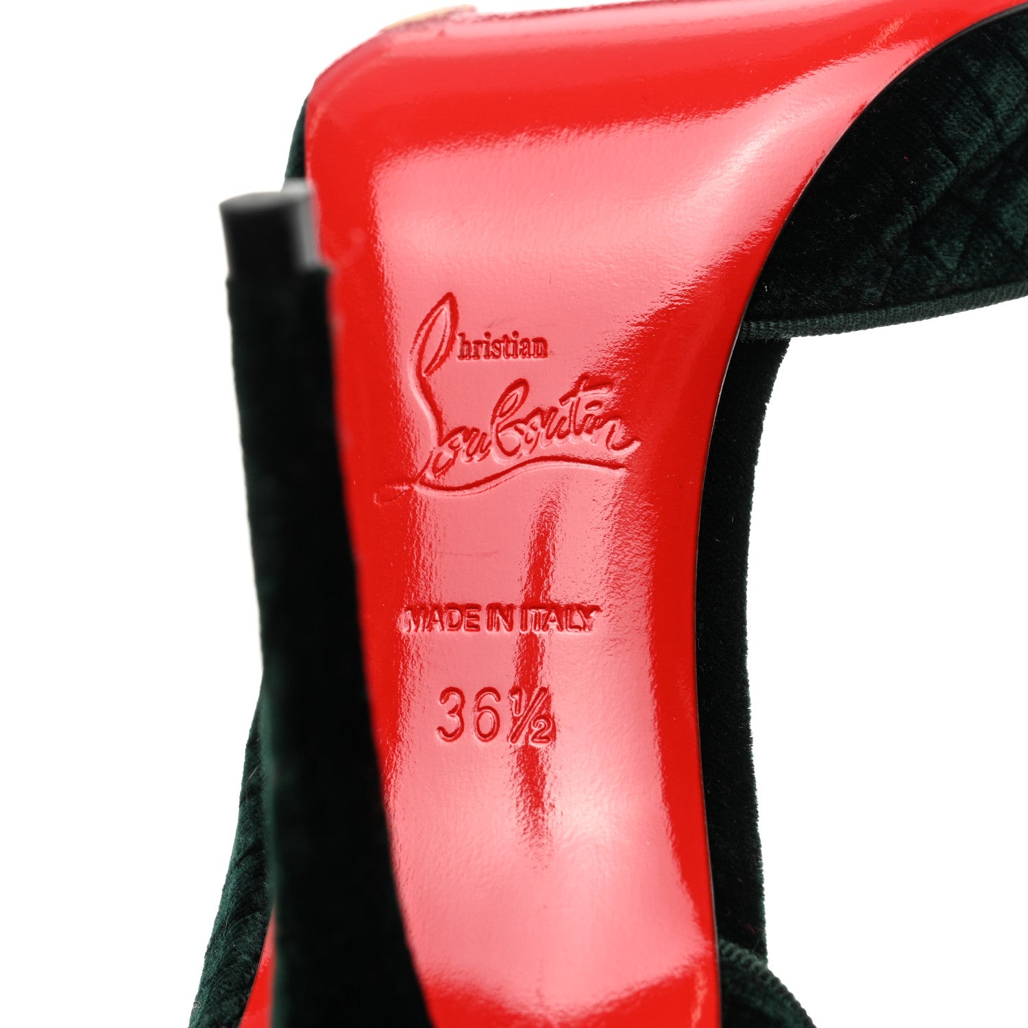 Christian Louboutin Velluto Stamp Iriza 100 Pumps 36.5 Verde 7 of 7