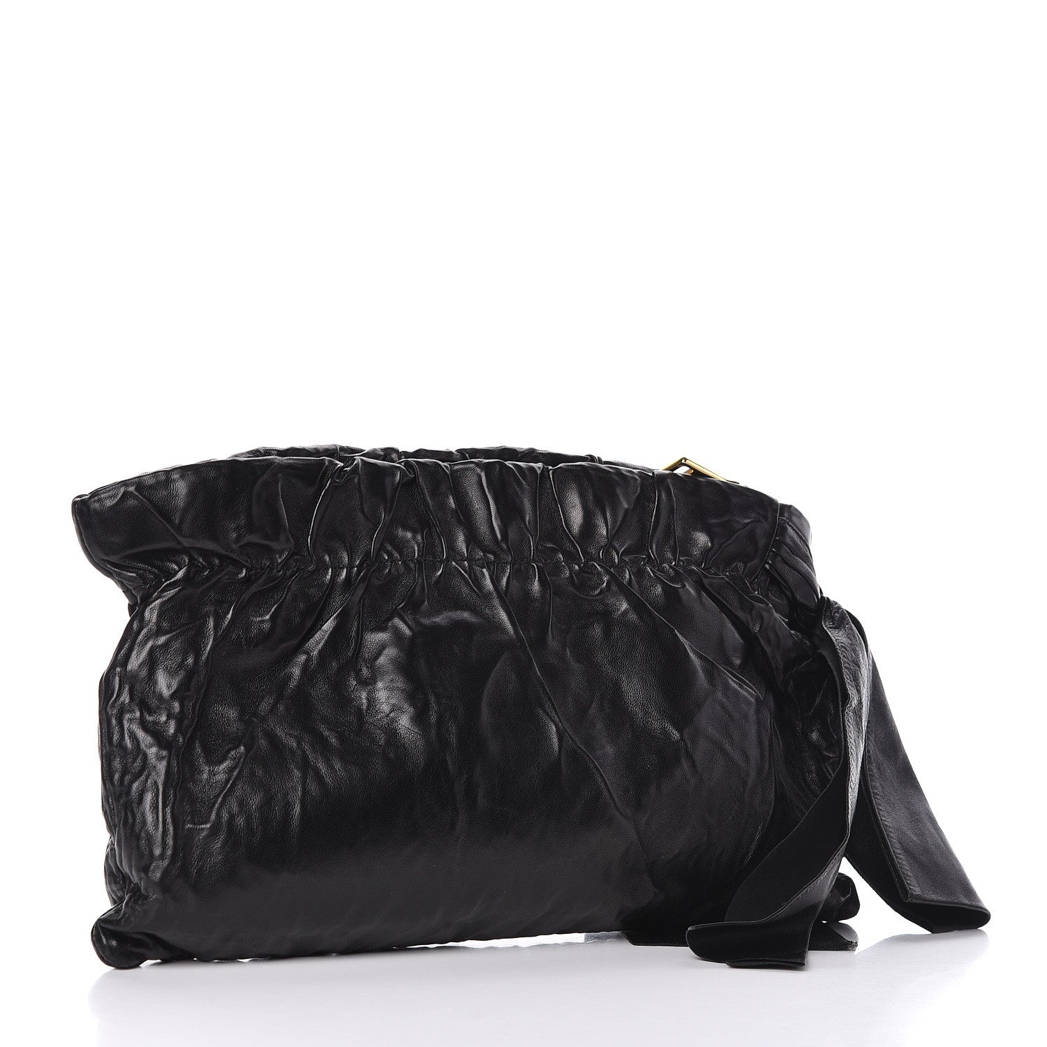 Prada Nappa Antique Bow Clutch Black 3 of 9