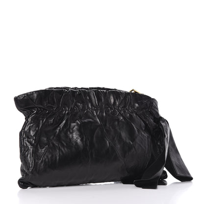 Prada Nappa Antique Bow Clutch Black 3 of 9