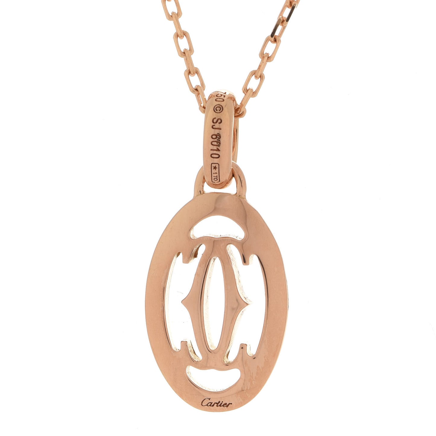 18K Pink Gold Diamond Logo Paved Pendant Necklace