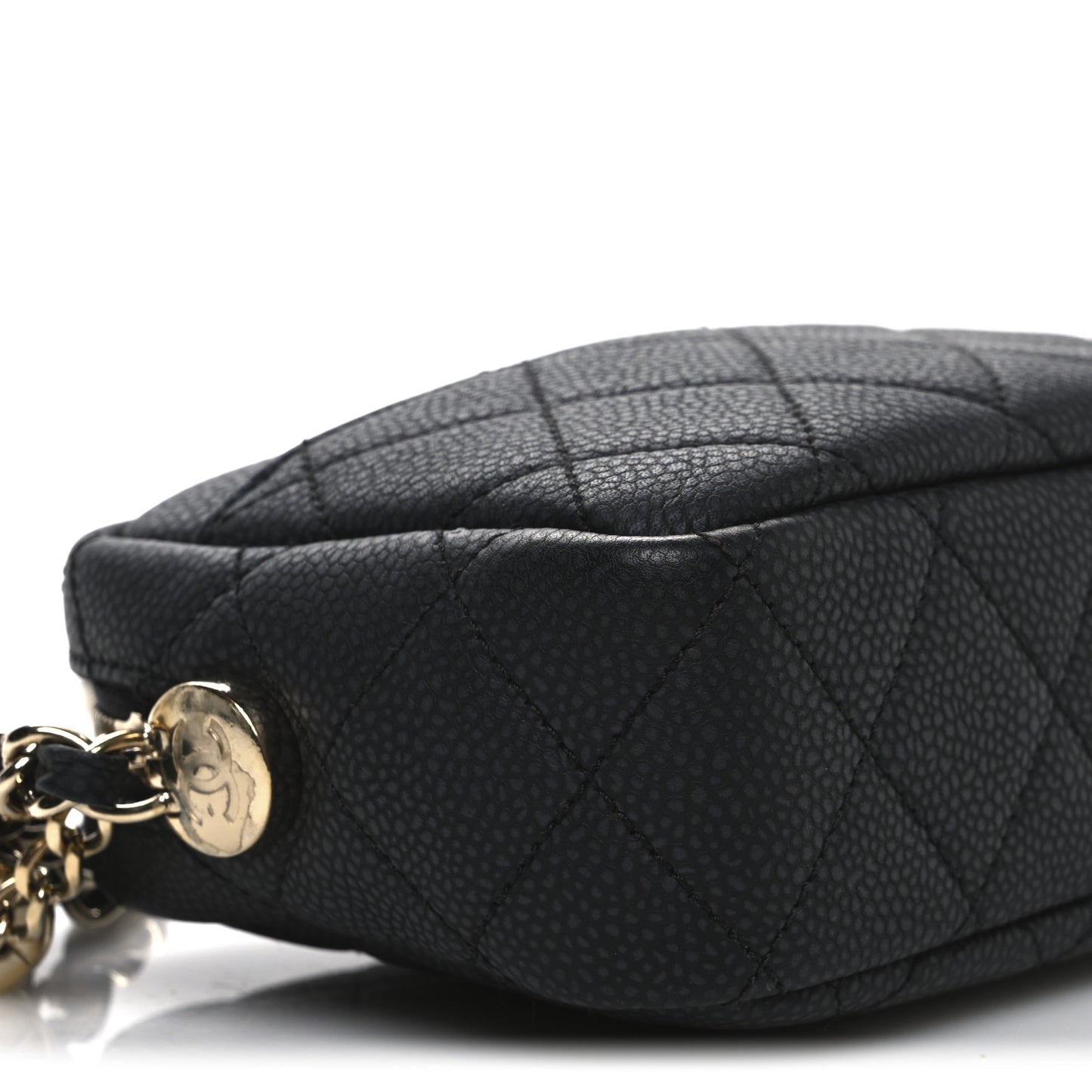 Caviar Flat Quilted Mini Coco Tassel Camera Case Black