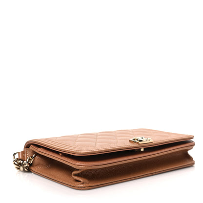 Chanel Caviar Quilted Boy Wallet On Chain WOC Brown 4 of 8