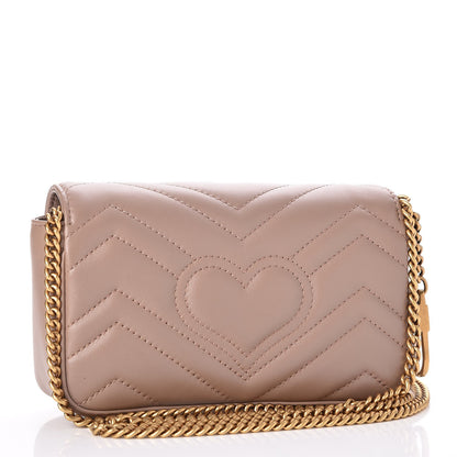 Gucci Calfskin Matelasse Super Mini GG Marmont Shoulder Bag Porcelain Rose 3 of 9