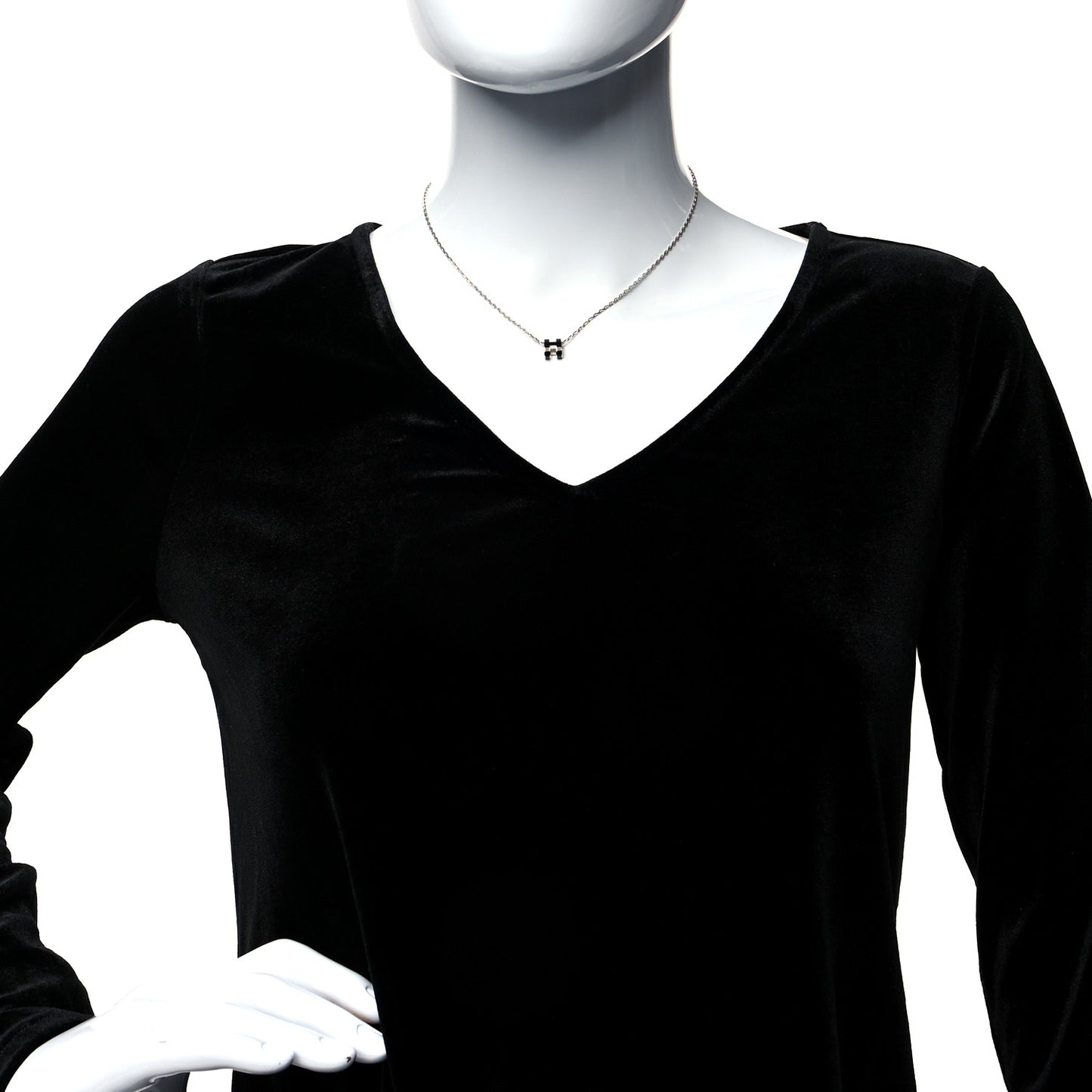 Lacquered Palladium Mini Pop H Pendant Necklace Black
