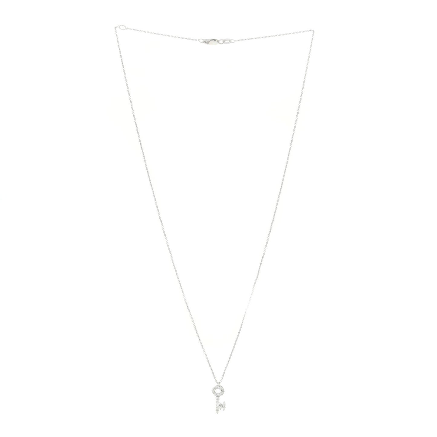 18K White Gold Diamond Tiny Treasures Baby Key Pendant Necklace