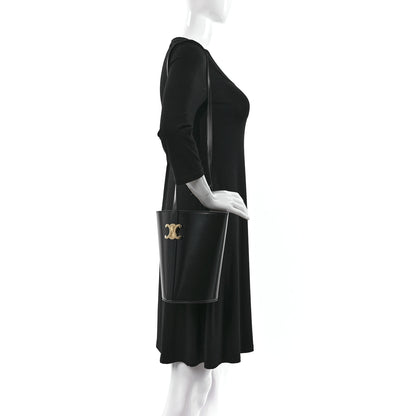 Celine Shiny Calfskin Triomphe Bucket Bag Black 2 of 11