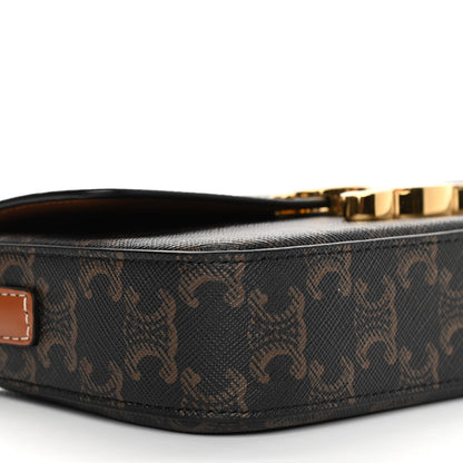 Celine Canvas Calfskin Triomphe Shoulder Bag Tan 10 of 11