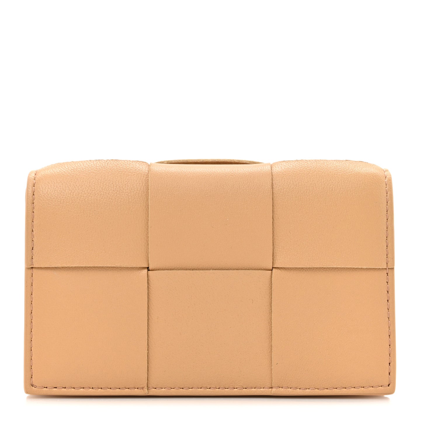 Nappa Maxi Intrecciato Card Holder Wallet Almond
