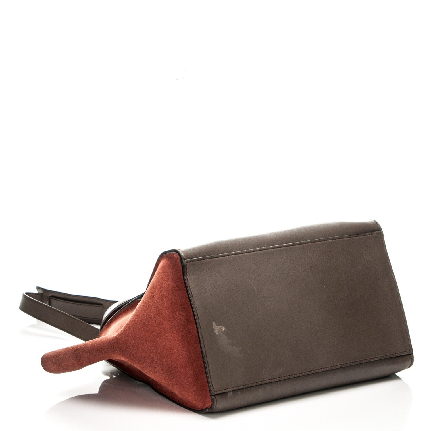 Celine Smooth Calfskin Suede Medium Tri-Color Trapeze Terracotta 4 of 7