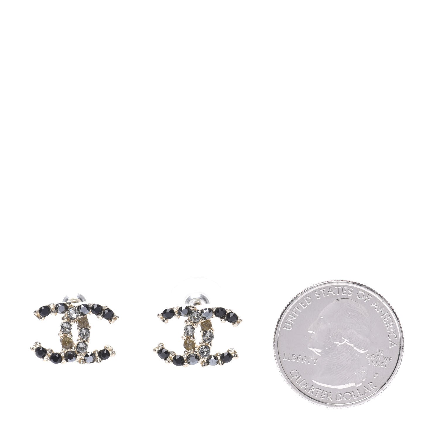 Chanel Crystal CC Earrings Gold Black Multi 2 of 5