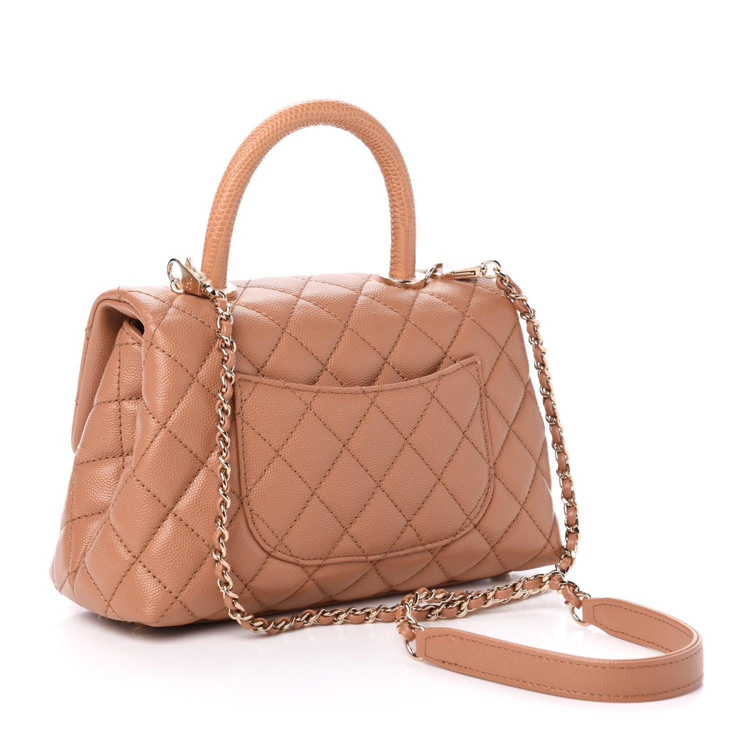 Chanel Caviar Quilted Lizard Embossed Mini Coco Handle Flap Brown 3 of 11