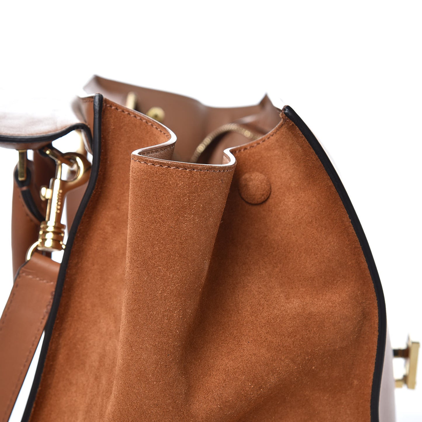 Natural Calfskin Suede Medium Trapeze Tan