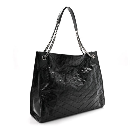 Saint Laurent Crinkled Calfskin Matelasse Monogram Large Niki Shopper Tote Black 3 of 11