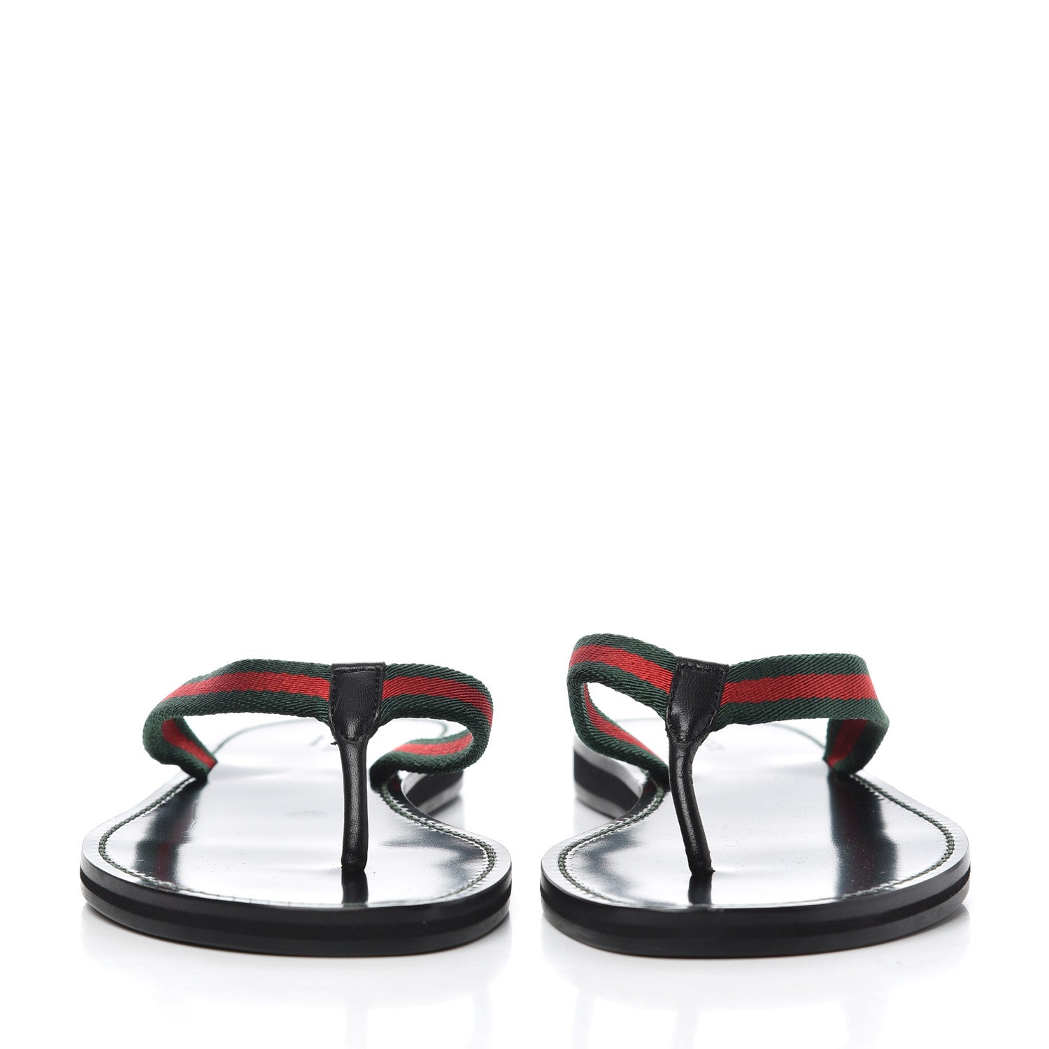 Gucci Nylon Calfskin Web Womens Thong Sandals 39.5 Green Red Black 2 of 12