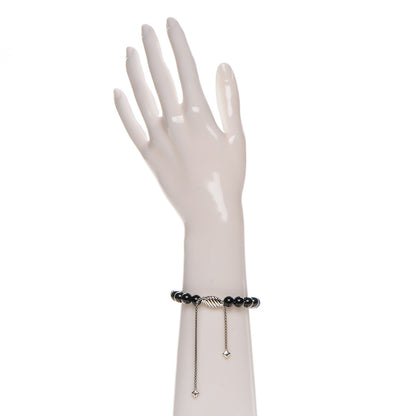 David Yurman Sterling Silver Black Onyx 8mm Spiritual Beads Adjustable Bracelet 2 of 5